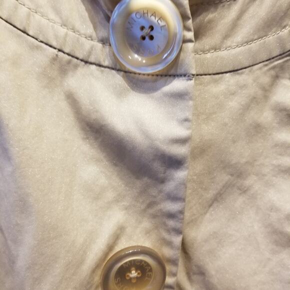 Michael Kors Tan Vintage Cropped LinenTop Jacket Ruffle Hem Buttons Size XL - Picture 14 of 15